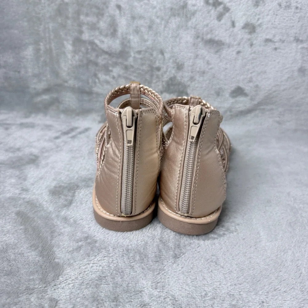 Kelly & Katie Gia Gladiator Sandals Girls Size 3 Rose Gold Sparkly Rhinestone